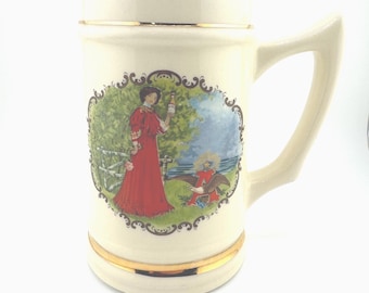 The Budweiser Girl Stein Red Dress Vintage Anheuser Busch Collectible Stein Beer Mug Made in USA Breweriana Gift Women Beer Drinkers