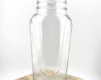 Vintage Hazel Atlas Art Deco Jar Ribbed Glass Vintage Jar Clear Glass Kitchen Decor Retro 8" Vase Gift for Mom Farmhouse Kitchen Jar Flowers