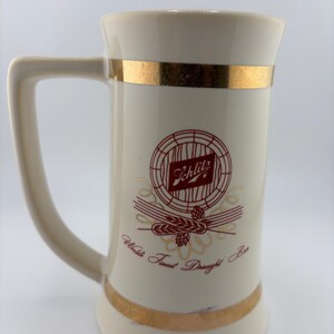 Vintage Schlitz Beer Stein Mug World’s Finest Draught Bar Ceramic Mug with Gold Trim Retro Brewery Collectible Barware Gift Decor