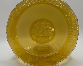 Vintage Tiara Mother Goose Rhymes Amber Bowl - Three Blind Mice, Miss Muffet, Little Bo Peep