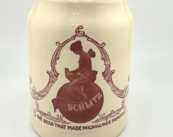 Antique Schlitz Beer Mug 1901 Pre Prohibition Thuemler Manufacturing Co Vintage Milwaukee Brewery Stein Breweriana Gift Beer Collector