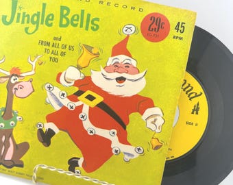 1961 Disneyland Record Jingle Bells and From All of Us To All of You 45 RPM Walt Disney Productions