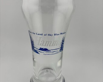 Hamm's Pilsner Blue & White "From the Land of Sky Blue Waters" Bulge Top Beer Glass