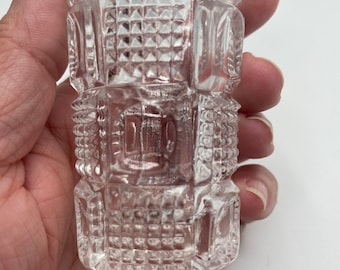 Thumbprint and Diamond Point Glass Toothpick Holder or Shot Glass