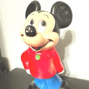 Vintage 1970s Plastic Mickey Mouse Piggy Bank