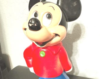 Vintage 1970s Plastic Mickey Mouse Piggy Bank