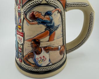 Anheuser Busch Beer Stein Mug 1992 US Olympic Team Cup by Ceramarte Brazil Beer Mug FREE Shipping in USA