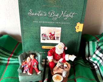 Hallmark Santa’s Big Night 2002 Collectors Club Membership Ornament Set Limited Edition Hallmark Keepsake Christmas Ornaments