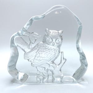 Owl Glass Paper Weight Vintage 45 Inches Tall