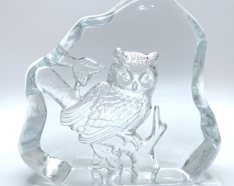 Owl Glass Paper Weight Vintage 45 Inches Tall