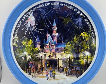 1985 International Soft Drink Industry Expo Tray Disneyland Anaheim California Watercolor Vintage Continental Can Co Display Collectible