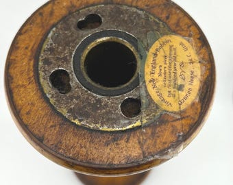 Vintage Wooden Metal Spool New England Bobbin 9" Tall Rustic Mill Spindle Industrial Decor Jewelry Display Hat Stand