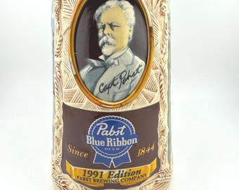1991 Pabst Portrait Captain Pabst Beer Stein Vintage PBR Mug King Gambrinus Brewery Scene Beer Mug Classic Barware Decor Beer Gift