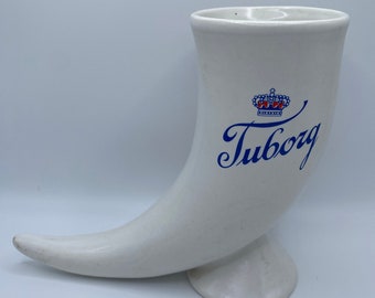 Vintage Tuborg Tusk Ceramic Beer Glass with FREE Shipping in the USA