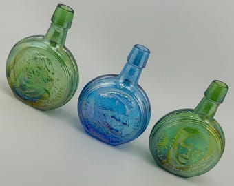 1971 Wheaton Commemorative Glass Presidential Bottles Opalescent Carnival Glass