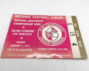 National Conference Championship Game San Francisco 49ers vs Dallas Cowboys Kezar Stadium San Francisco January 3 1971 Ticket Stub