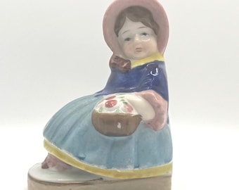 Vintage Woman Holding Basket Book End Made in Occupied Japan