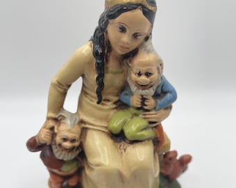 RARE 1930s Friedel Germany Snow White Figurine Dwarfs Fairy Tale Papier Mache Vintage German Hand Painted Collectible Pre-Disney Figurine
