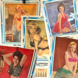Vintage Peekaboo Calendars Nude Pin-up Girl Under Flap Red Thompson’s