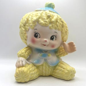 Rubens Original Lamb Yarn Doll Vintage Planter Nursery Ceramic Japan 3254