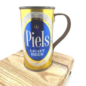 Vintage Piels Light Beer 12oz Metal Flat Top Can Piel Bros Brewing Co Collectible Beer Can with Modified Handle Retro Breweriana Bar Decor