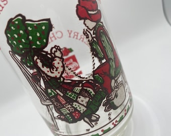 Holly Hobbie Coca Cola Limited Edition 1977 Merry Christmas American Greetings Corp Glass