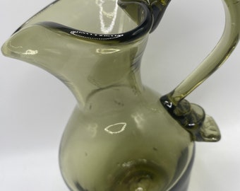 Green Glass Small Pitcher