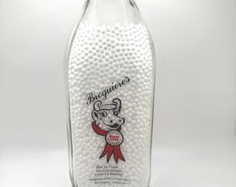 Brogiere's One Quart Milk Bottle Montebello California Dairy Glass Operation Desert Storm Patriotic Collectible Vintage Military Farm House