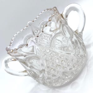 Antique Tarentum Glass &quot;Hartford&quot; AKA &quot;Heart with Thumbprint&quot; Double Handle Open Sugar Bowl early 1900s