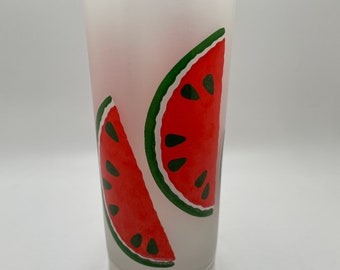 Vintage Libbey Frosted Tom Collins Watermelon Slices Glass MCM
