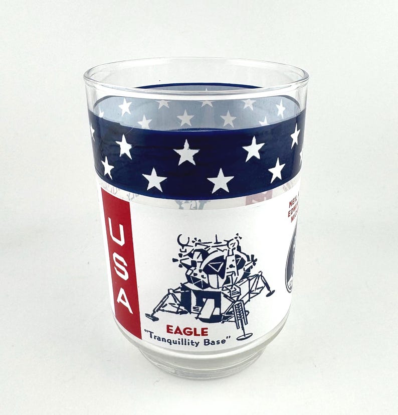 Vintage Apollo 11 Moon Landing Glass Neil Armstrong Aldrin Collins ...