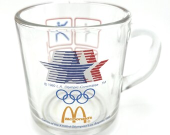 Vintage McDonalds 1981 LA Olympic Committee 1984 Olympics 10 oz Glass Anchor Hocking