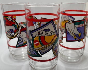 1995 Coca-Cola Bear glasses - Set of three (3)
