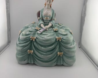 Vintage Radio Ceramics of California Sitting Lady Transistor Radio Holder Shirasuna Denki MFG Radio is Missing