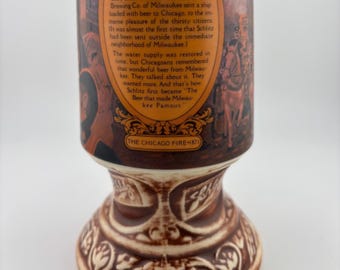 1971 Schlitz Chicago Fire Commemorative Beer Stein USA Made Brewery Collectible Historic Schlitz Memorabilia Great Fire of 1871