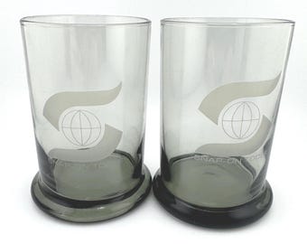 Vintage SnapOn Tools Smoked Glass Tumblers Set of Two 2 45" tall