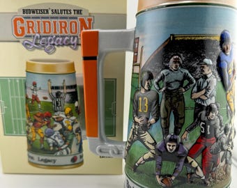 1991 Budweiser Gridiron Legacy Football Stein Sports History Series Full Relief Ceramic Stein 1st Down Marker Handle Numbered Ceramarte