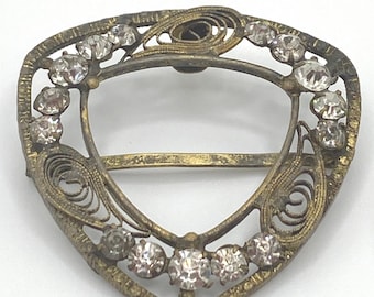 Vintage Brass Czechoslovakia Filigree Belt Buckle