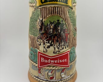 1981 Budweiser California Beer Stein Limited Edition Ceramarte Vintage Brewery Collectible Hollywood Trolley Car Poppy Clydesdale Beer Gift