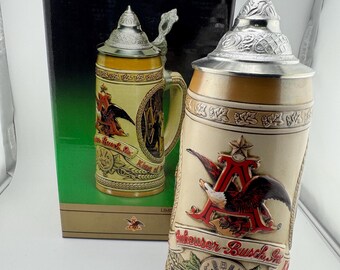 1985 Budweiser Aging and Cooperage Lidded Stein History of Brewing Series 2 Limited Edition Beer Stein by Ceramarte Brewery Collectible