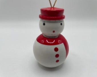 Wooden Snowman Christmas Ornament - 2" tall