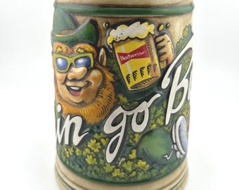 1991 AnheuserBusch Budweiser 5 1/2" Tall St Patrick's Day Erin Go Bud Beer Stein FREE Shipping in USA