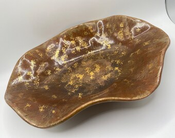 Brown and Gold Vintage Bowl Mid Century Modern