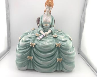 Vintage Radio Ceramics of California Victorian Figurine Lady Transistor Radio by Shirasuna Denki MFG Mid Century Display Ceramic Collectible
