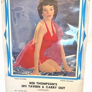 Vintage Peekaboo Calendars Nude Pin-up Girl Under Flap Red Thompson’s