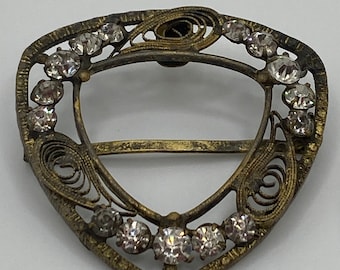 Vintage Brass Czechoslovakia Filigree Belt Buckle