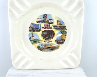 Vintage 1960s Las Vegas Ashtray Nevada Souvenir Last Frontier Village Flamingo Hotel Sands Sahara Desert Inn Fremont Street Retro Motel Deco