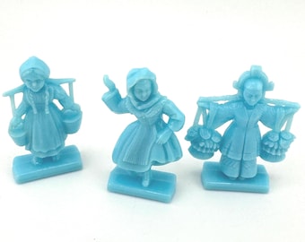 Three 1950s Van Brode Co General Mills Cereal Box Premium Toy Figurines Plastic Italy Norway and China
