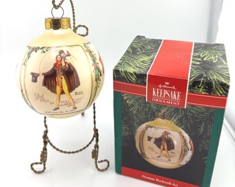 1990 Hallmark Keepsake Ornament Norman Rockwell Famous Covers from Saturday Evening Post Art Glass Bulb Christmas Ornament