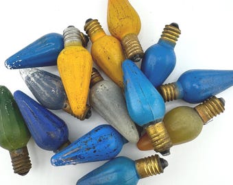 Vintage Christmas Lights Assorted Colors Rustic Christmas Decor Jar Decorations Green Blue Yellow